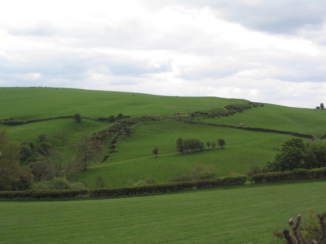 Offa's Dyke running across Llanfair Hill on the Welsh border